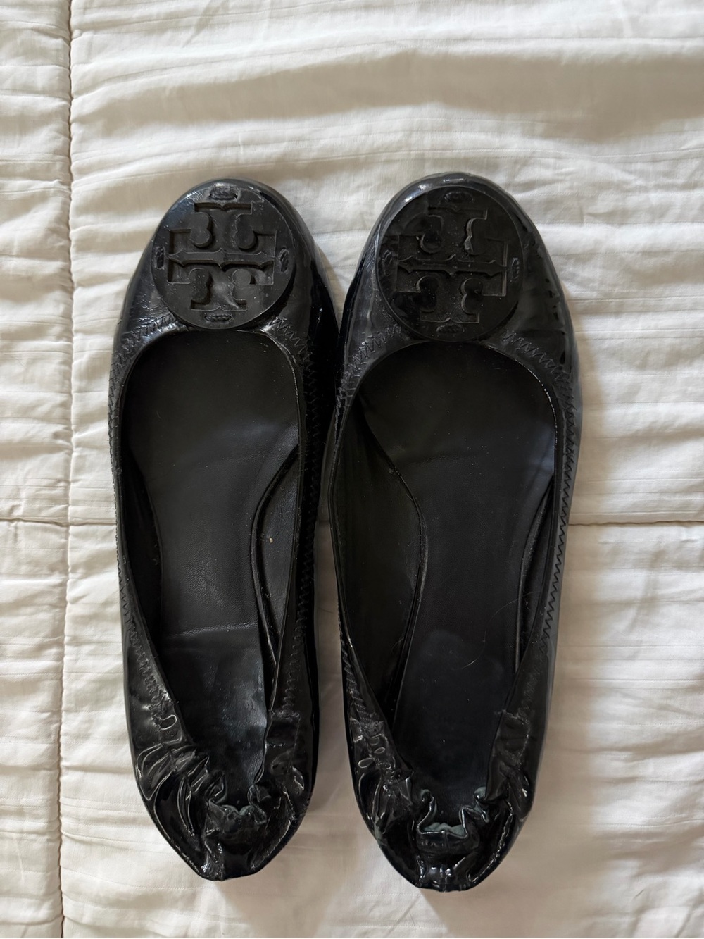 Tory Burch Black Patent Logo Ballet Flats